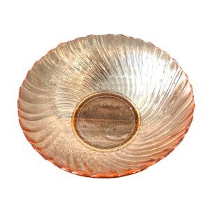 Vintage ARCOROC FRANCE ROSALINE PINK SWIRL GLASS BOWL 9” DIA
